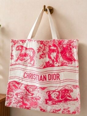 Dior Dioriviera Deep Red Cotton Linen Tote GWP NEW